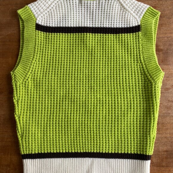 Uniqlo x Marni popcorn knitted v-neck vest - lime green chartreuse - Picture 4 of 6